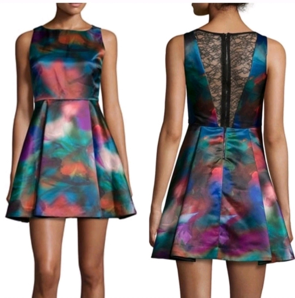 Alice + Olivia Belia A-Line Lace Back Mini Dress Size 6 $398